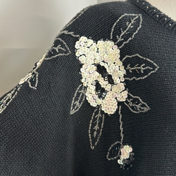 Vintage 80’s Black Sequins Sweater Dress Sz M - Picture 4 of 9